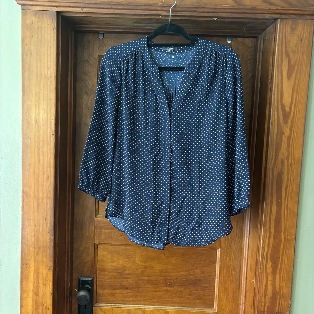NYDJ Blue 3/4 Sleeve Button Down Blouse